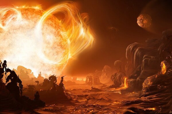 A fiery glow on a lost planet