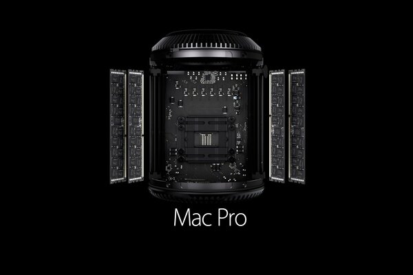 Logotipo de mac pro sobre fondo negro con circuito eléctrico