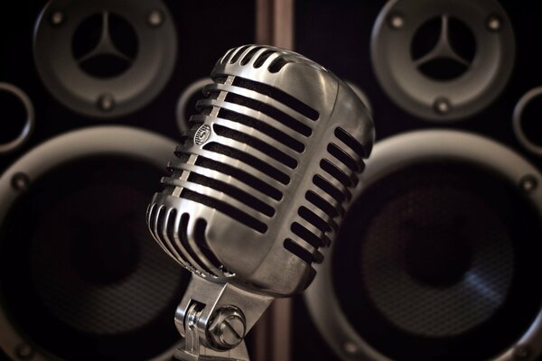 Professional microphone in a recording studio