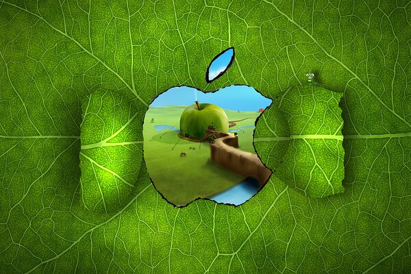 Изображение вырежанной формы в виде яблока