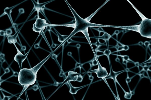 Schema von Neuronen und Verbindungselementen der Chemie