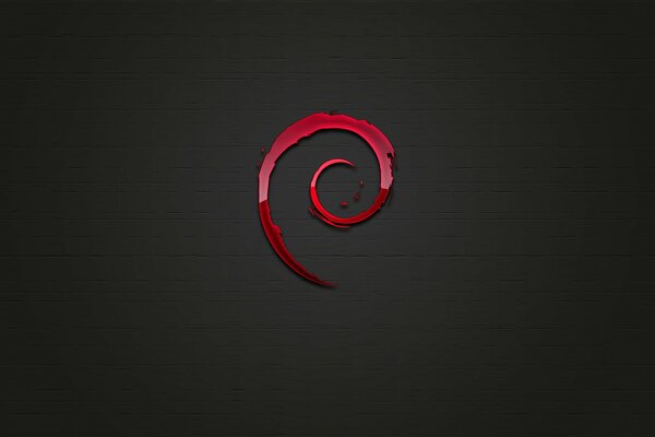 Logotipo minimalista de debian linux sobre fondo negro