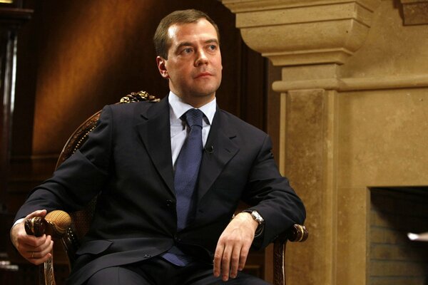 President Medvedev in a chair photo