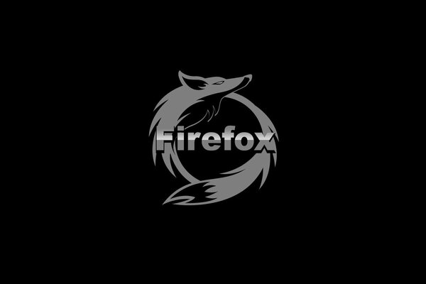 Silver fox with the fire browser logo on a black background