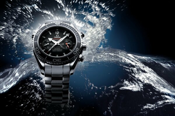 Waterproof watch with metal case and strap