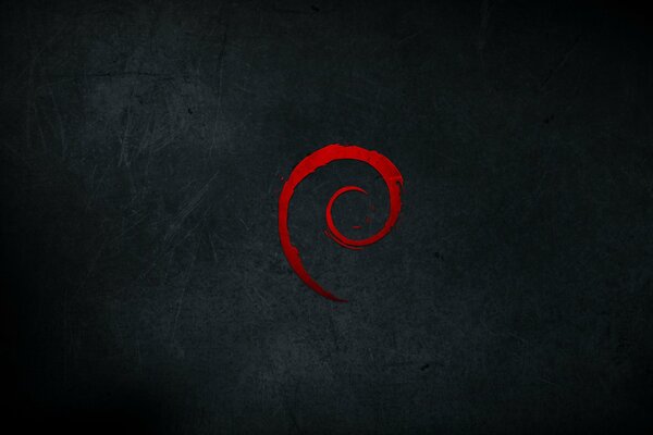 The debian linux sign is red on black