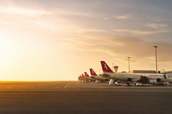 Air Arabia planes are at the airport