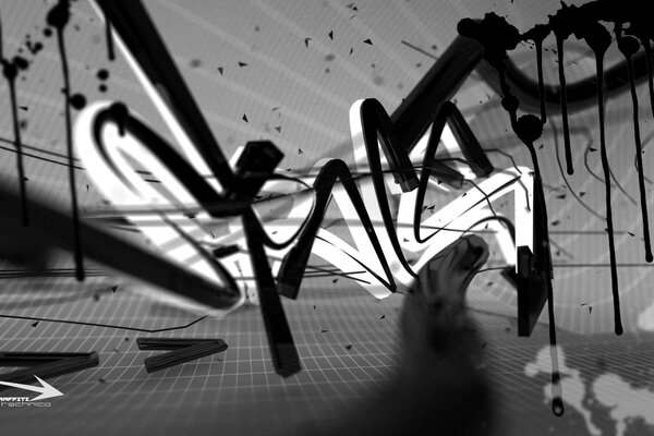 Graffiti 3D noir et blanc