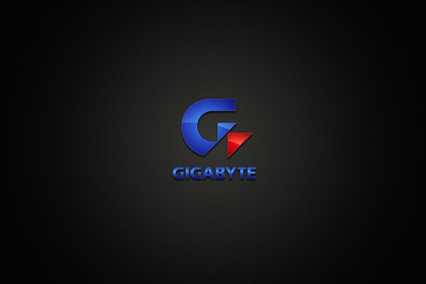 Фирменный знак Gigabyte на черном фоне