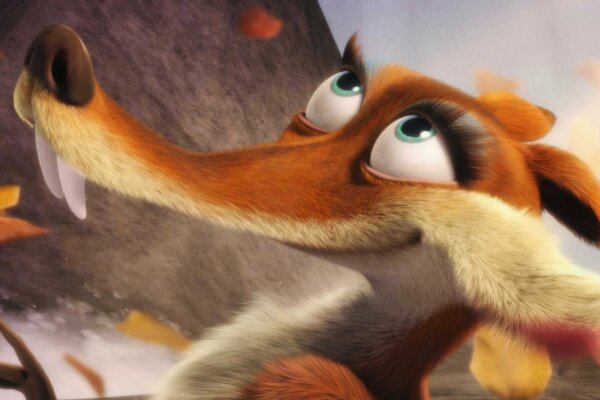 A red squirrel with thick eyelashes from the Ice Age