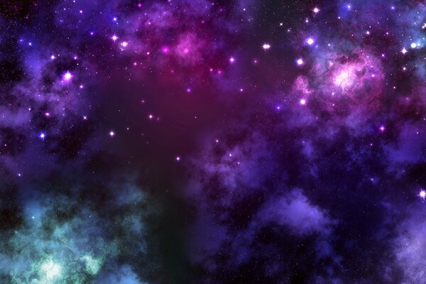 Espace coloré avec des galaxies et la voie lactée