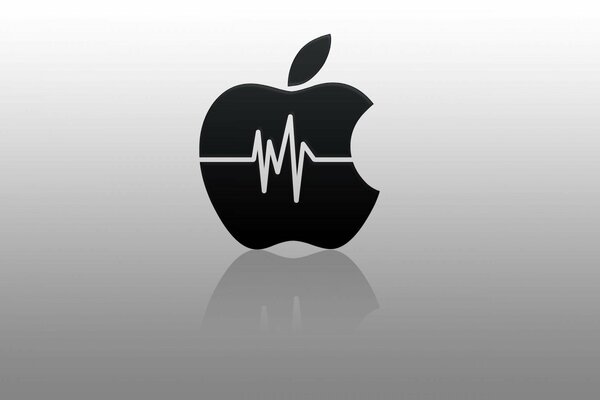 Logo apple su sfondo a specchio. Polso