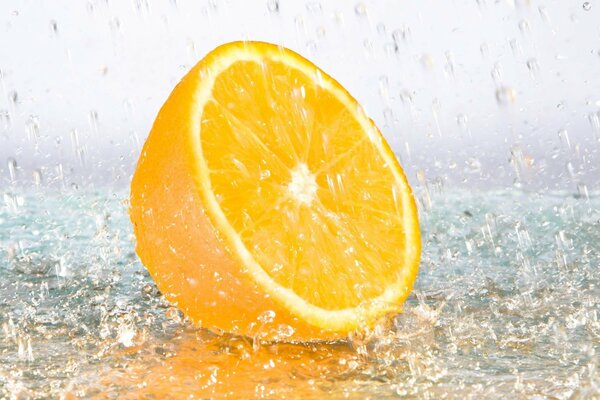 Lemon behind glass with water droplets