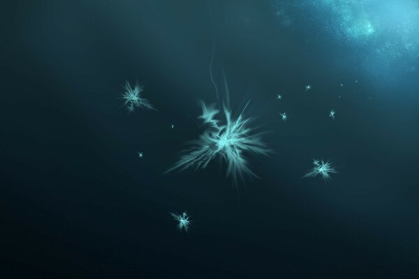 Fluffy snowflake on a frozen lake