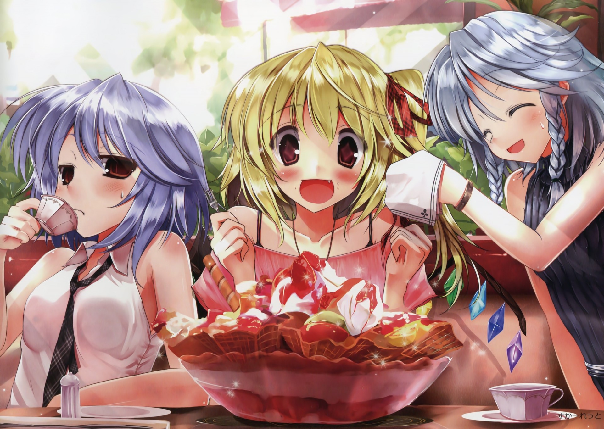 3girls izaei sakuya remilia szkarłat flandria szkarłat