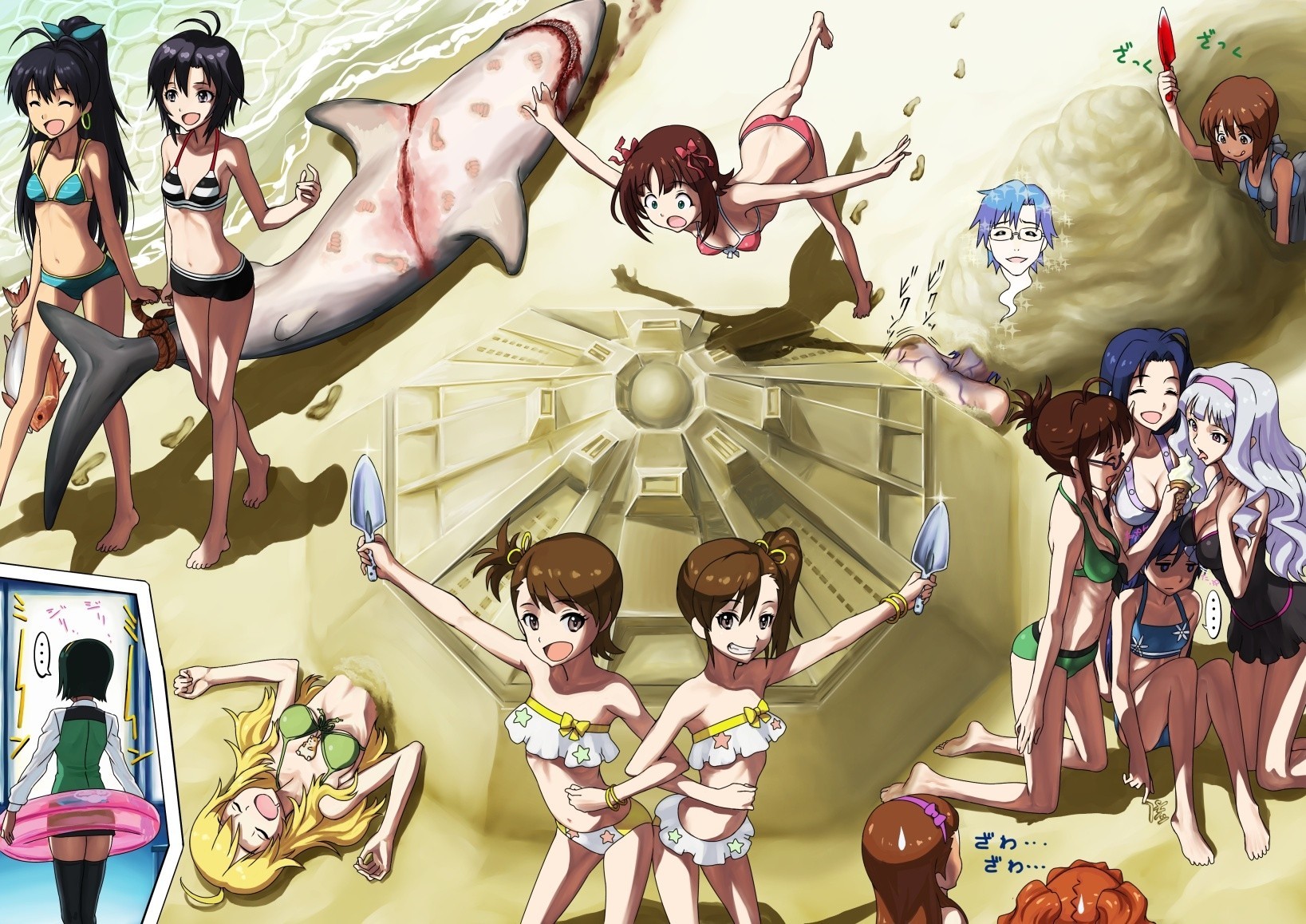 bikini traje de baño kikuchi makoto futami ami takatsuki yayoi futami mami agua grupo dormir animales miura azusa amami haruka hagiwara yukiho hoshii miki kisaragi chihaya minase iori ganaha hibiki shijou takane playa otonashi kotori tubo akizuki ritsko