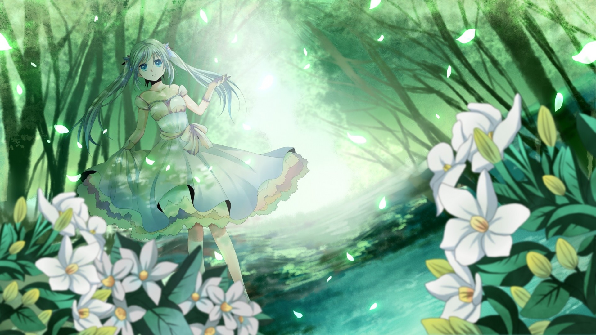 bosque hatsune miku flores vestir