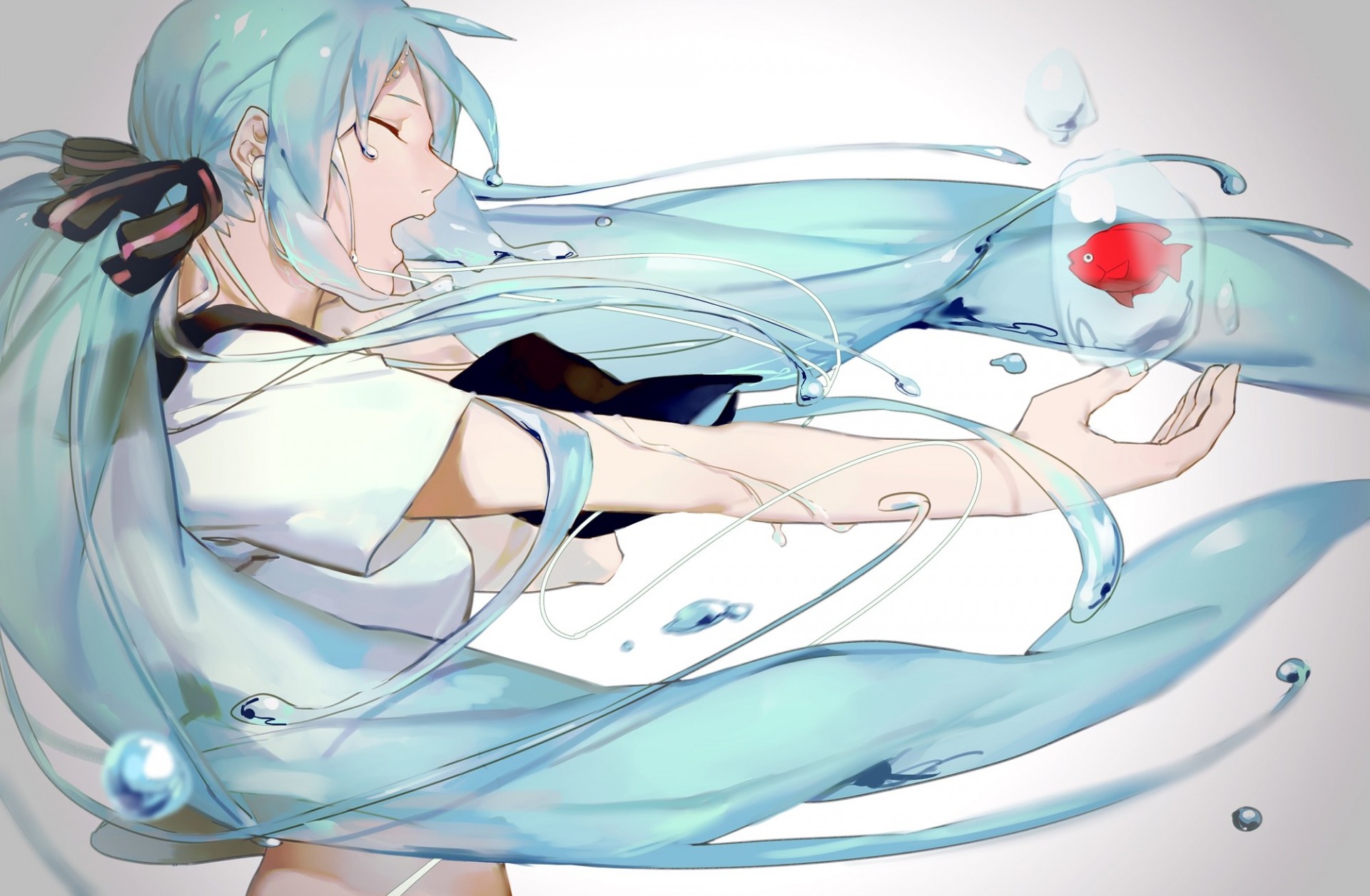 tears hatsune miku fish water animal