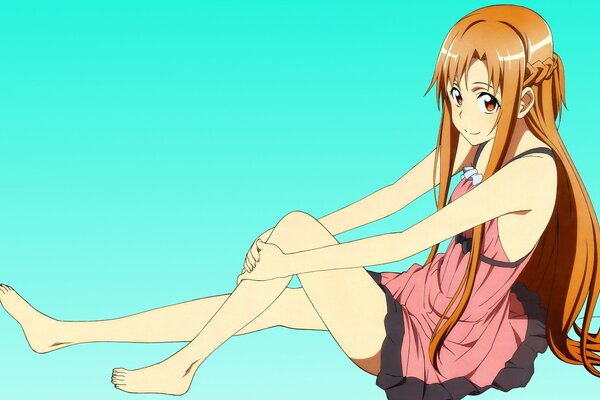 Anime girl sitting on the floor