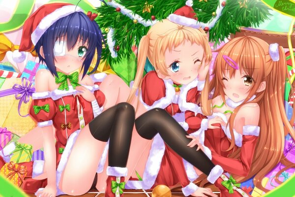 Hermosas chicas de anime de año nuevo