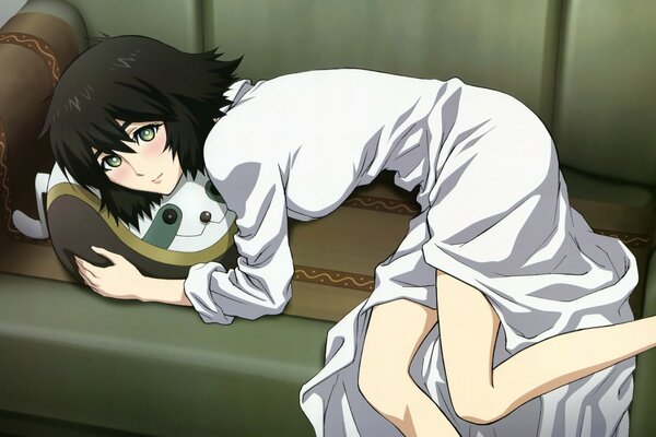 Stein s Gate anime. Mayuri on the couch