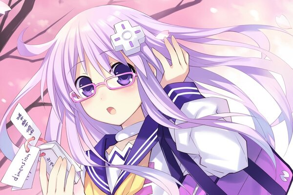 Anime Nepgear ist ein Mädchen mit lila Haaren