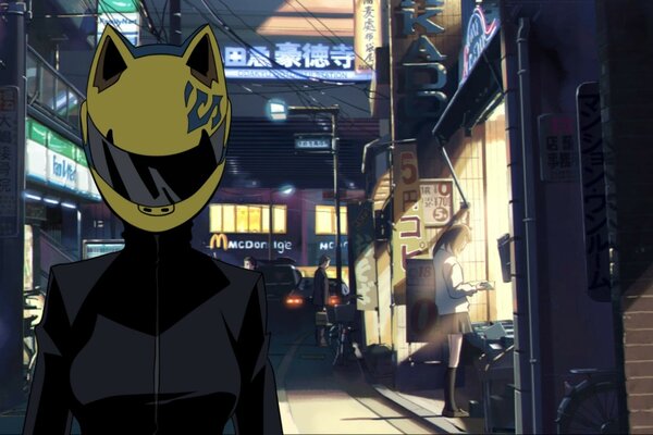 Durarara. Un cavalier sans tête. Casque jaune