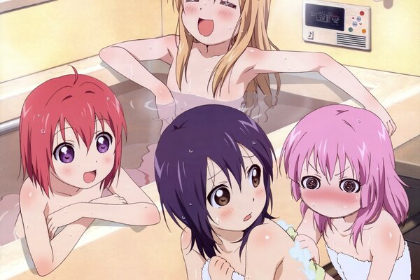 Anime art. Etty. Girls in the bathroom