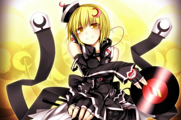 Anime hero with blonde hair wearing black gloves