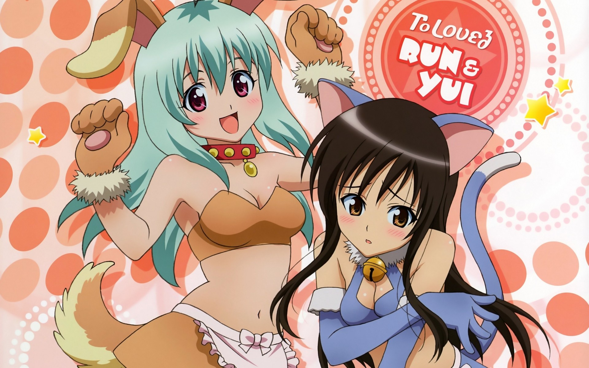 orange eyes kotegawa yu black hair green hair red eyes catgirl long hair bunnygirl work elsie jewelria animal ears tail