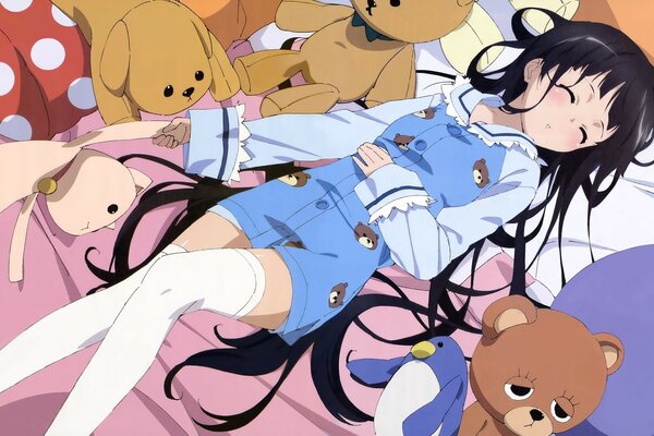 Anime yuko, a girl with a bear