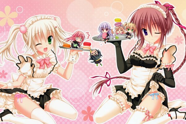 Deux filles en lingerie dans le style anime