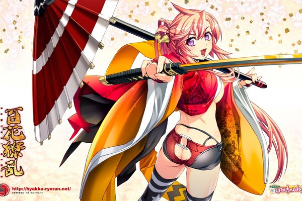 Warrior girl , Japanese clothes