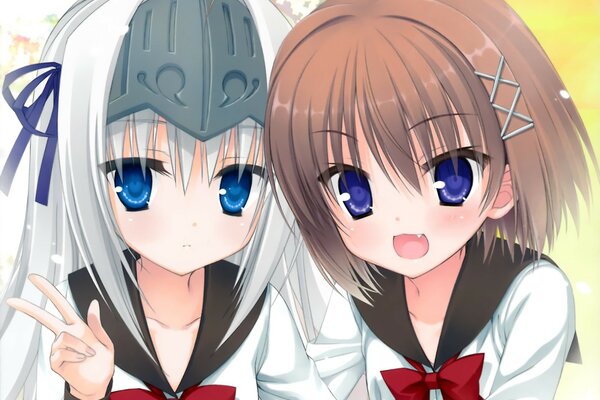 Anime-rysunek dwóch dziewczyn w identycznych strojach