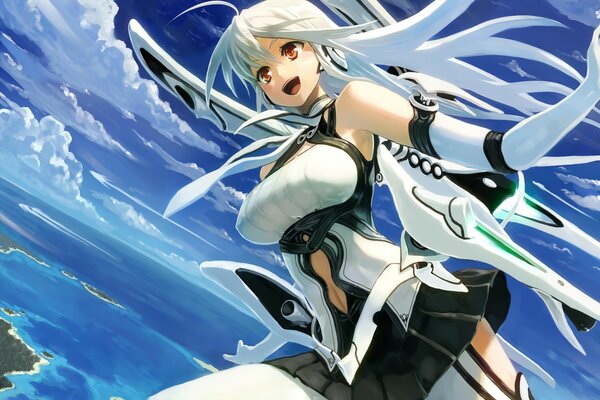 Anime beautiful girl with white hair