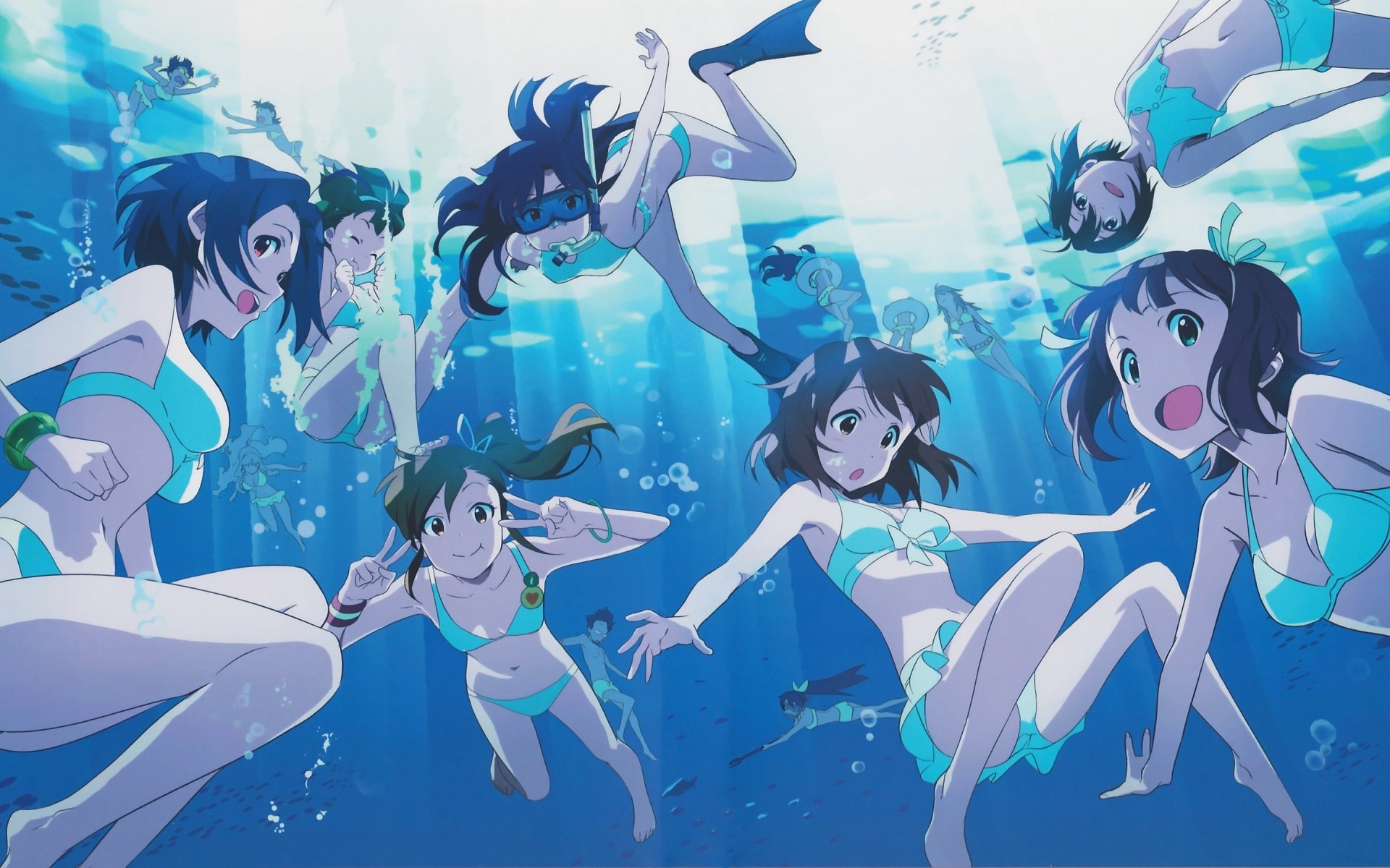 hoshii miki kisaragi chihaya minase iori ganaha hibiki shijou takane miura azusa bikini maillot de bain kikuchi makoto akizuki rizko futami ami takatsuki yayoi futami mami hagiwara yukiho nombril amami haruka cheveux bruns