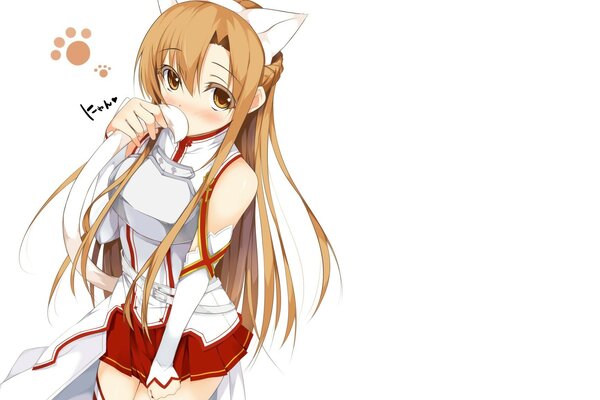 Anime desktop wallpaper with yuki asuna with ears and tail