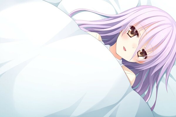 Anime tapety na pulpit dziewczyna w łóżku