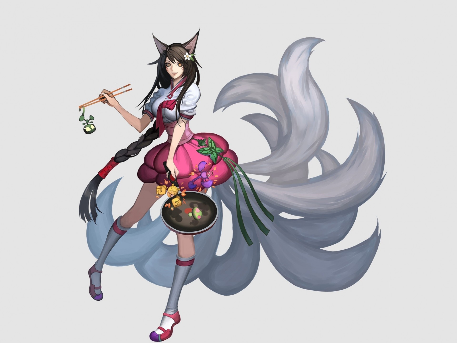 pit black hair animal ears tail