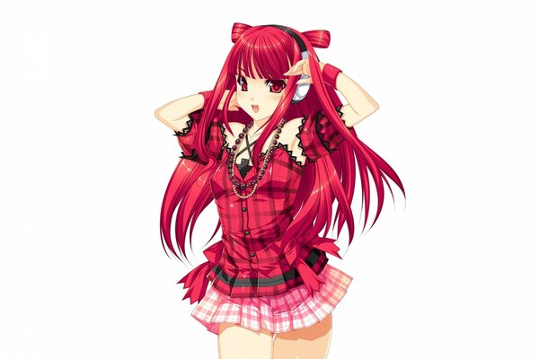 Drawing of a girl with red hair in anime style