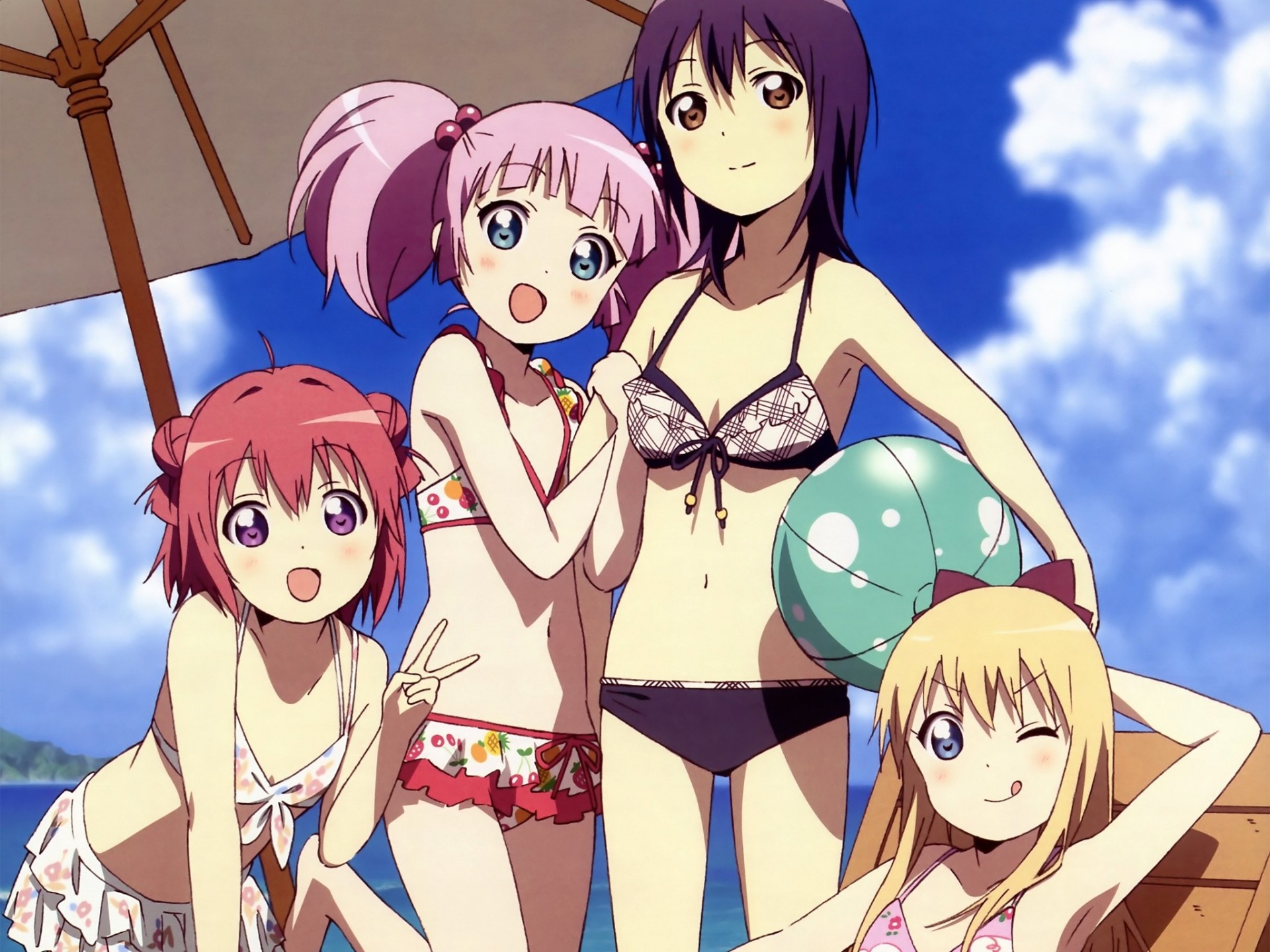 bikini swimsuit yoshikawa chinatsu toshinou kyouko funami yu navel akaza akari