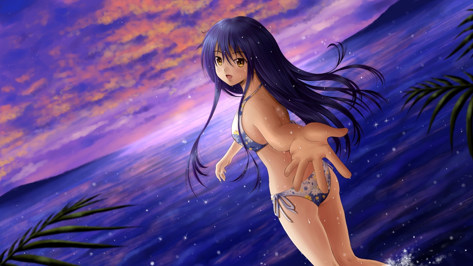 ky wet clouds bikini swimsuit tagme long hair water blue hair