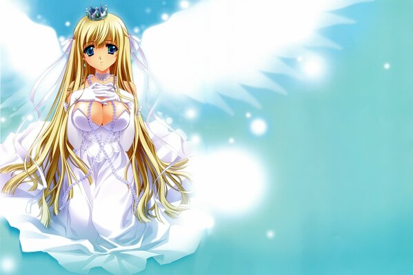 Anime seins ange ailes blanches