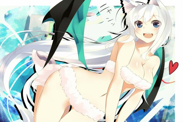 Anime chicas de grandes ojos azules en ropa interior