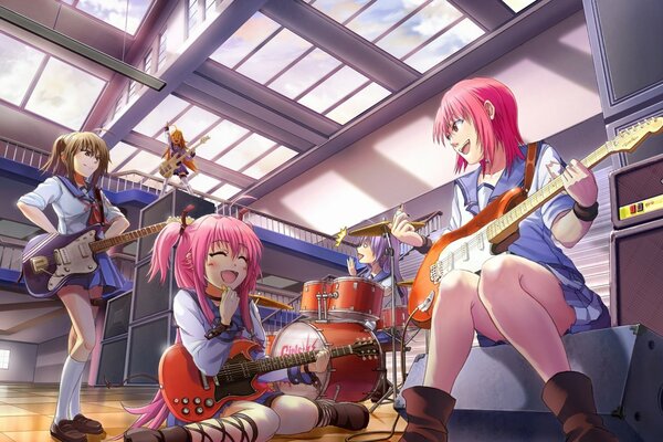 Yui dans un groupe de musique avec Masami