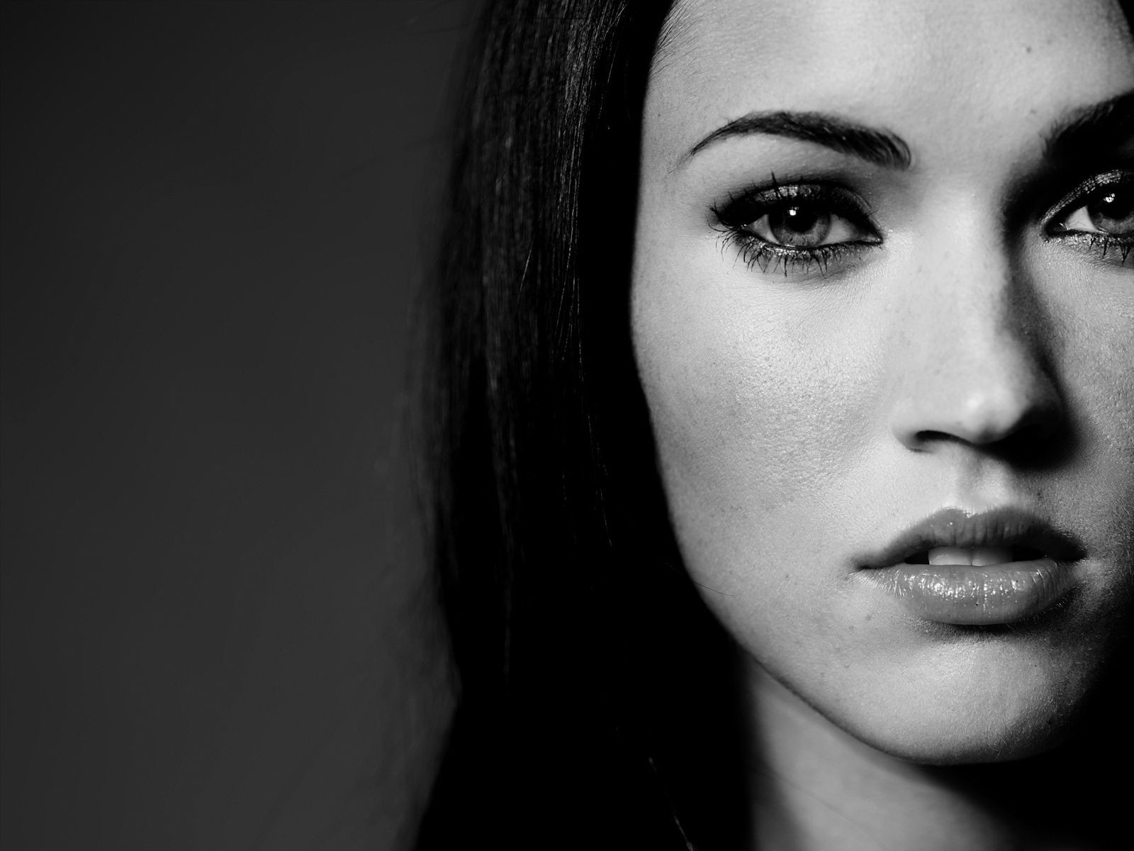 megan fox black and white close-up