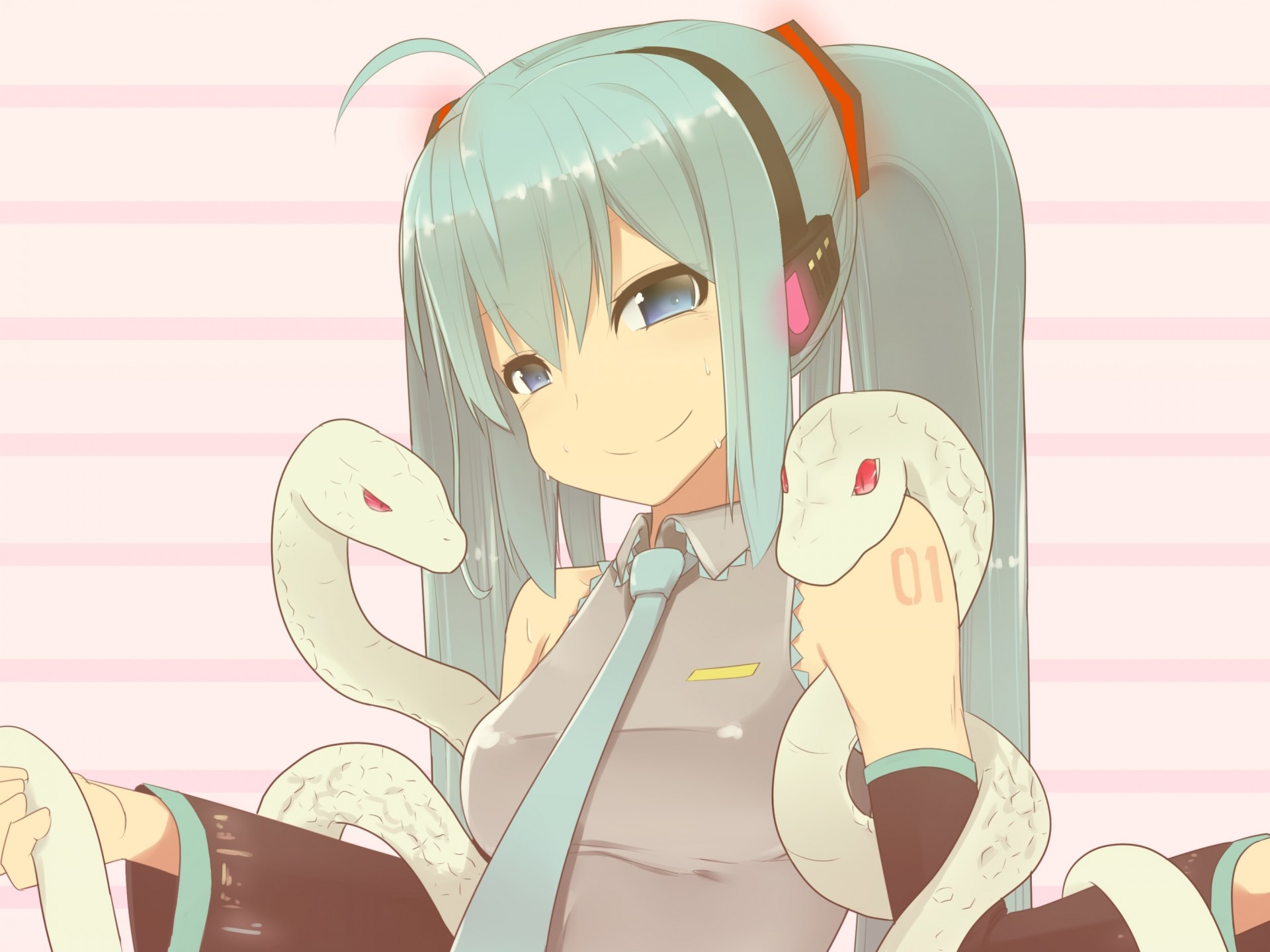 hatsune miku zwierząt twintails związać