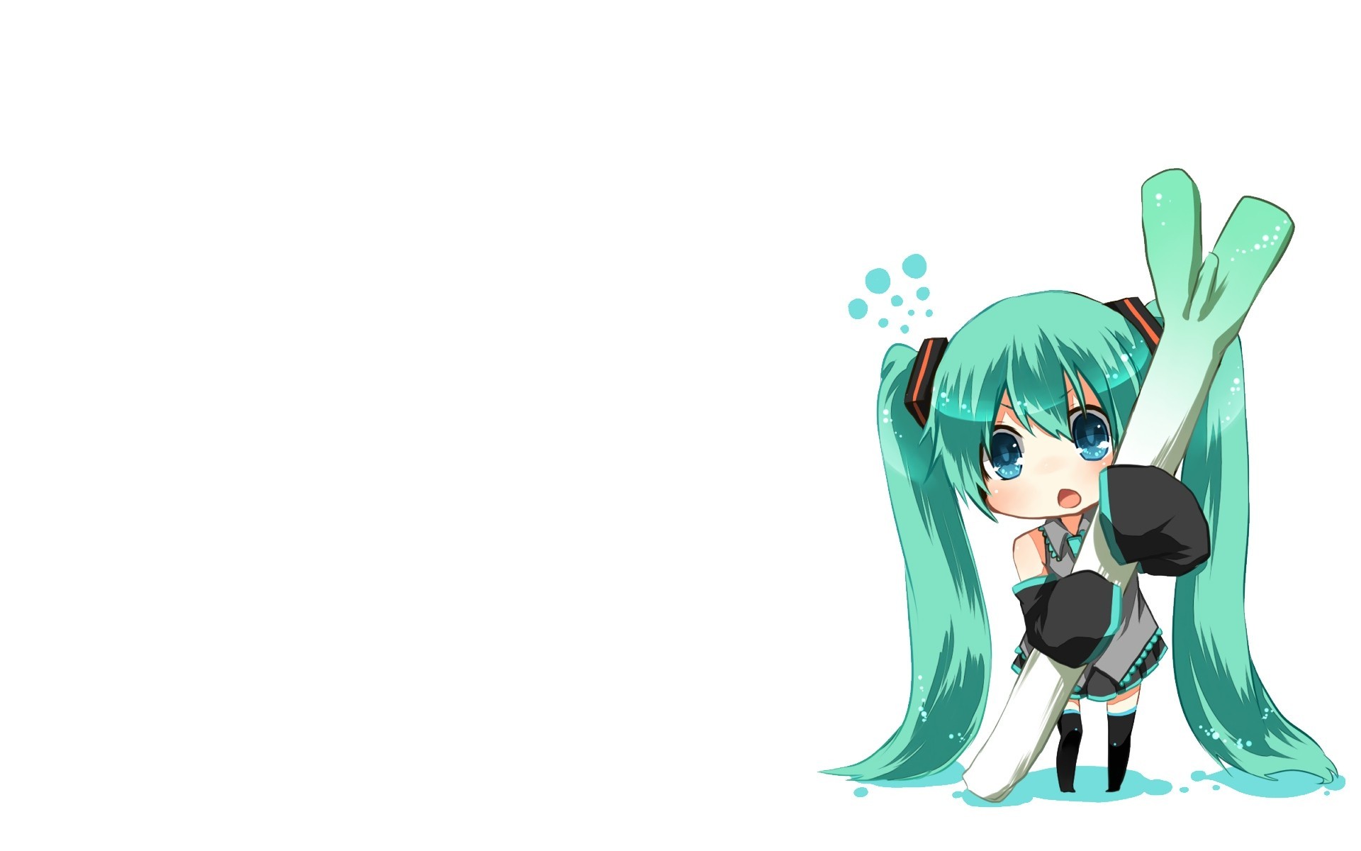 twintails chibi długie włosy biały hatsune miku thighhigh