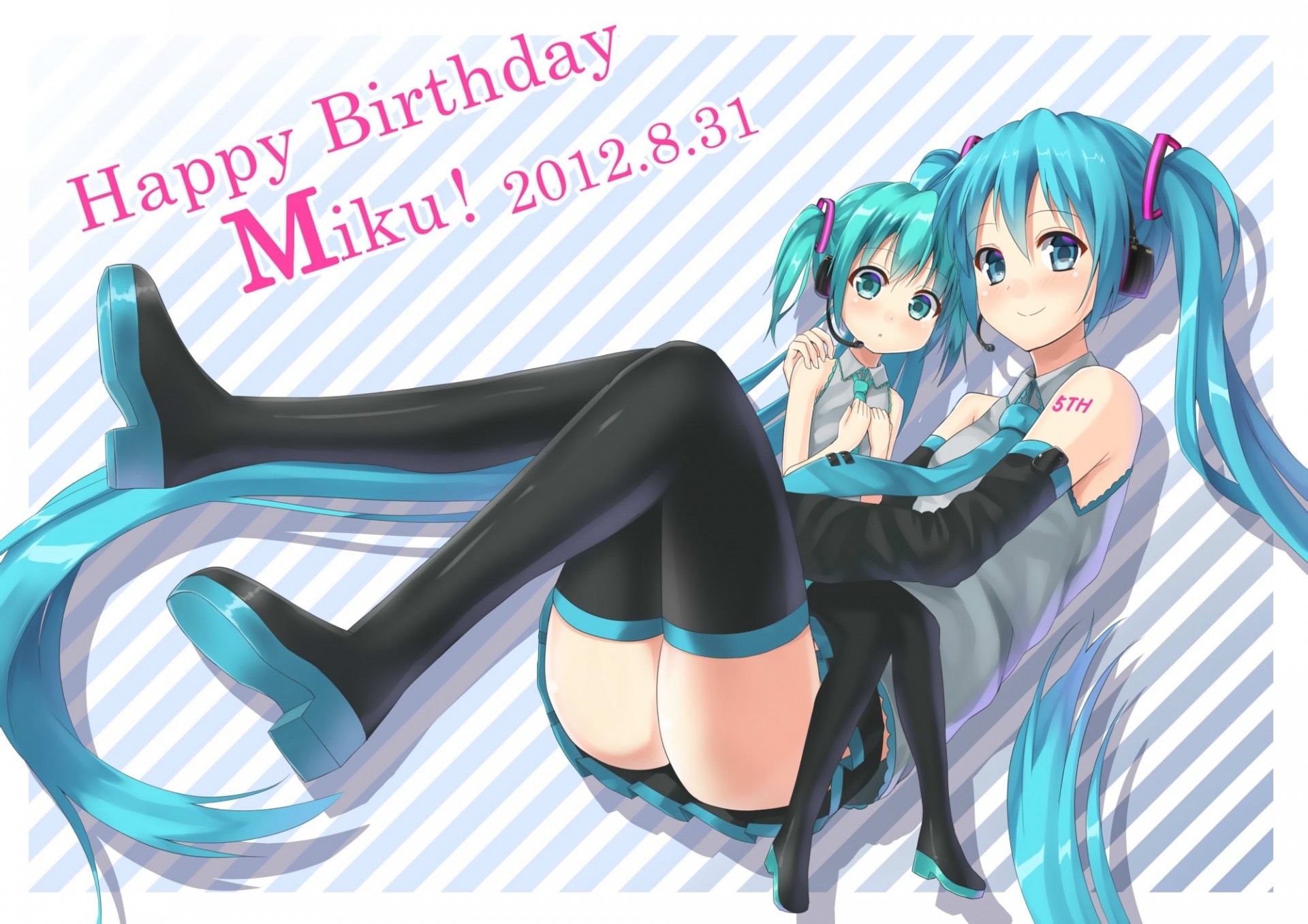 twintails hatsune miku лоли thighhigh