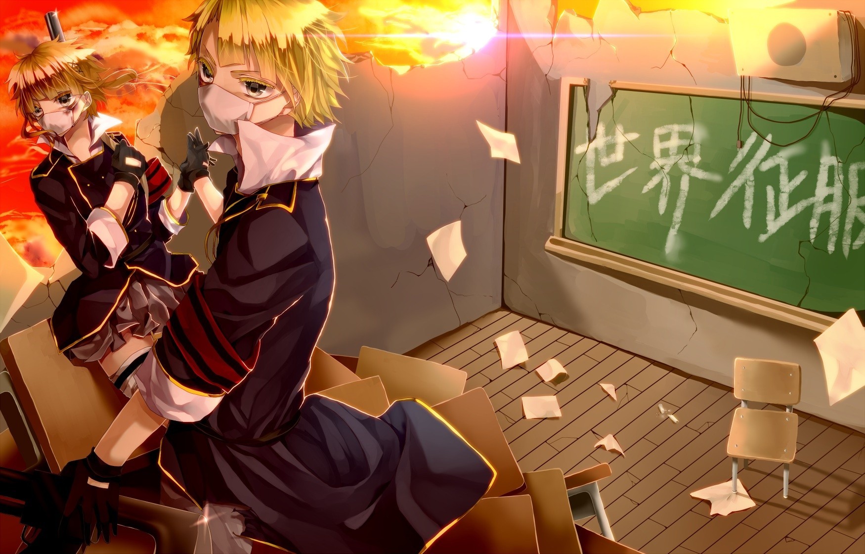 kagamine rin flying fortress weapon kagamine len